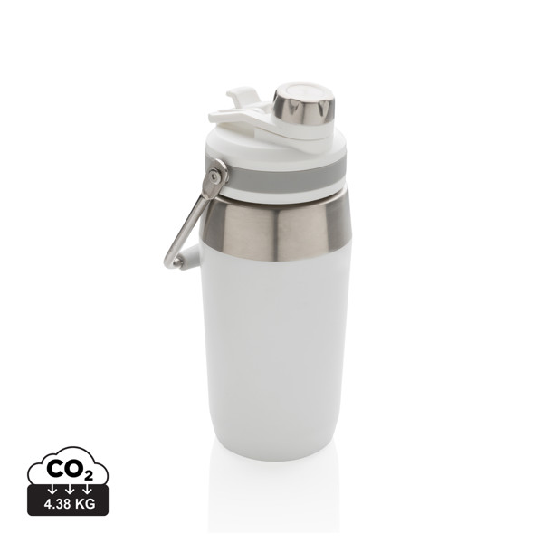 Vacuum stainless steel dual function lid bottle 500ml - White