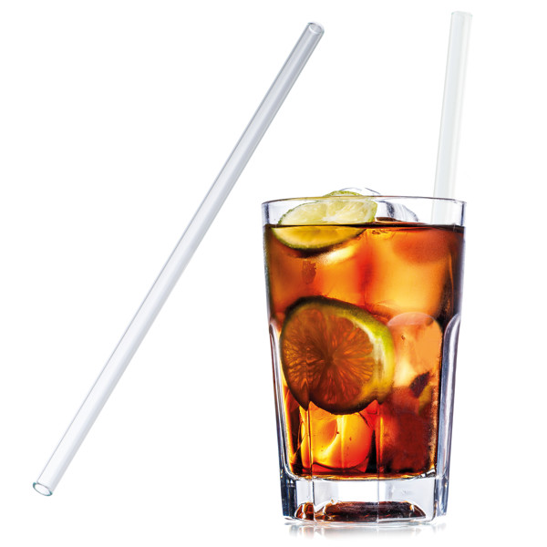 Törhetetlen üveg szívószál, 23 cm - Transparent