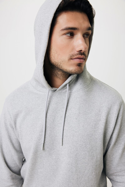 Sweat à capuche en coton recyclé et non teinté Iqoniq Torres - Heather Grey / L