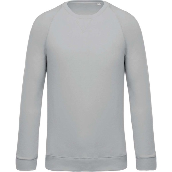 Men's Organic Cotton Crew Neck Raglan Sleeve Sweatshirt - Snow Grey / L