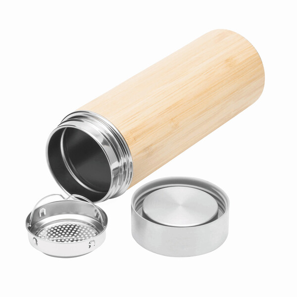 Insulated Travel Mug Bamboo Temp