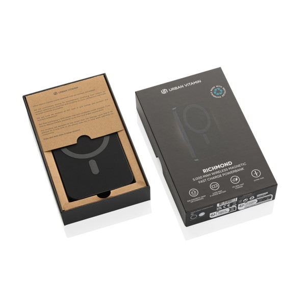 Powerbank 5000mAh en plastique/alu RCS UrbanVitamin Richmond - Noir