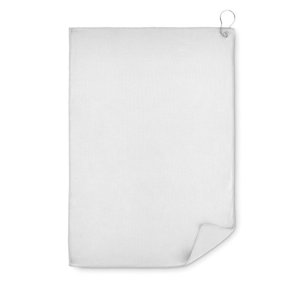 RPET golf towel with hook clip Towgo - White