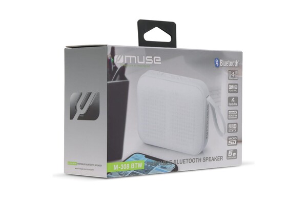Muse Bluetooth speaker, 5W output - White