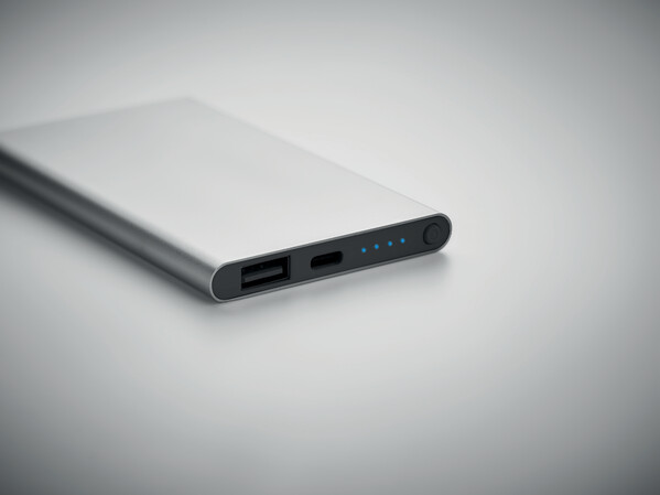 4000 mAh akupank USB-C tüüpi ühendusega Powerflat C - Matt Silver
