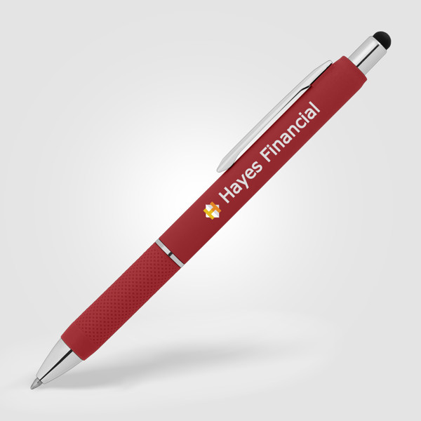 Serena Retractable Gel Pen w/Stylus - Red / Silkscreen