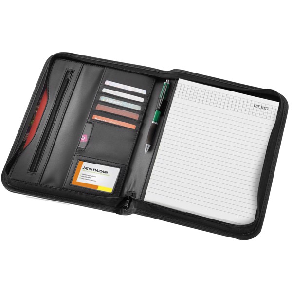 Ebony A4 zippered portfolio - Solid Black