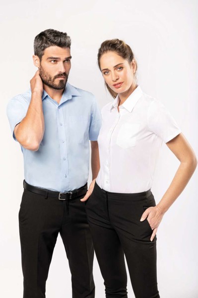 Men's Short-Sleeved Cotton Poplin Shirt - White / M