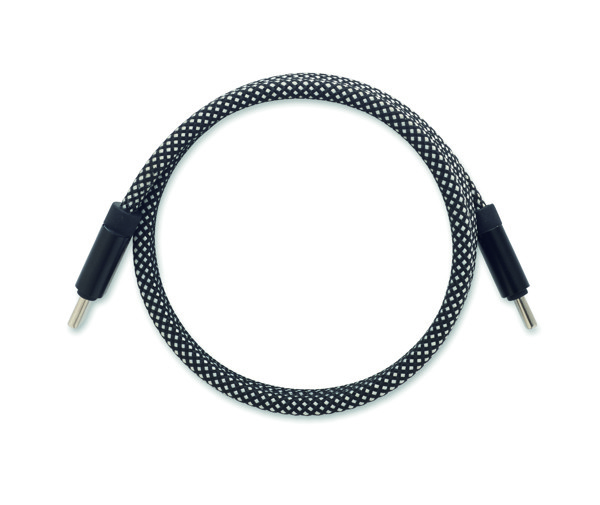 Braided magnetic cable in RPET - White / Black