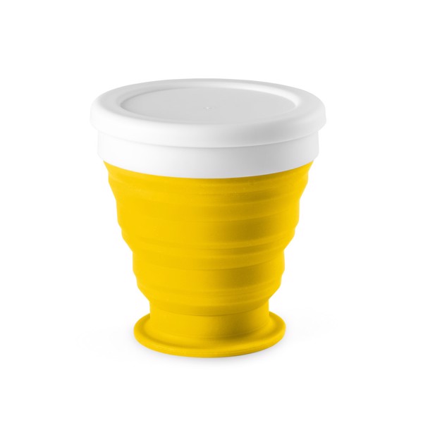 ASTRADA. Verre de voyage pliable 250mL en silicone et PP - Jaune