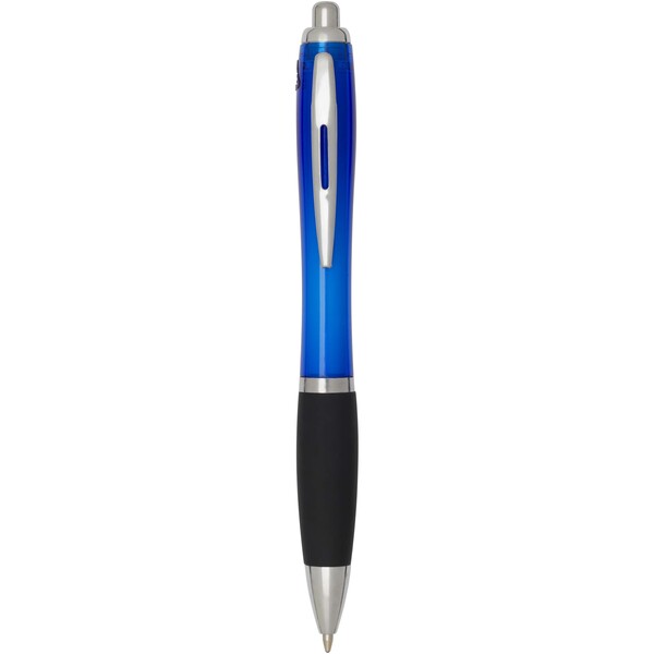 Stylo bille en plastique recyclé RCS avec corps coloré et grip noir (encre noire) Nash - Bleu royal