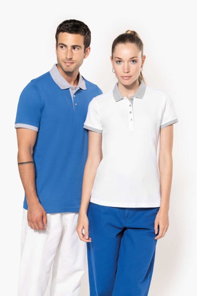 Ženska dvobojna piqué polo majica - Bijela / Light Siva / L