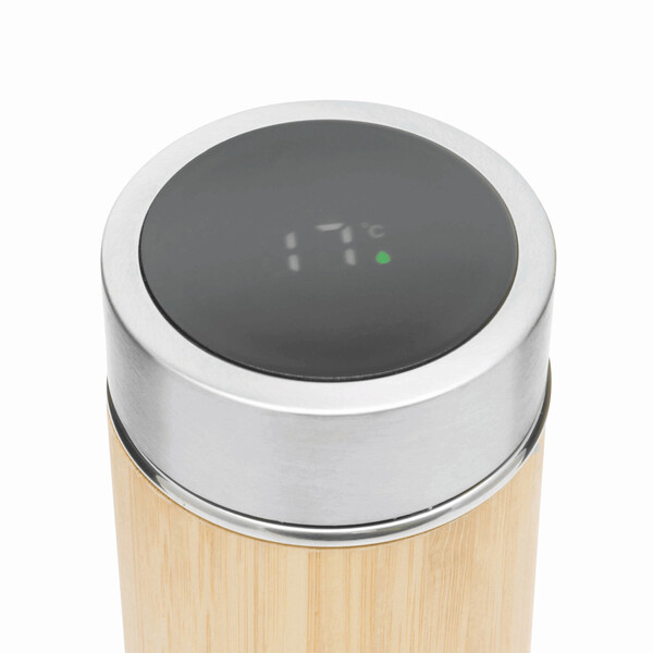 Insulated Travel Mug Bamboo Temp