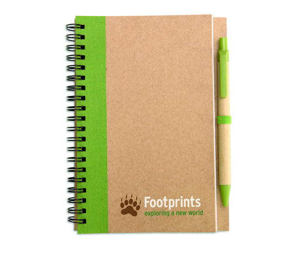 Bloc-notes recyclé et stylo Sonora Plus - Lime