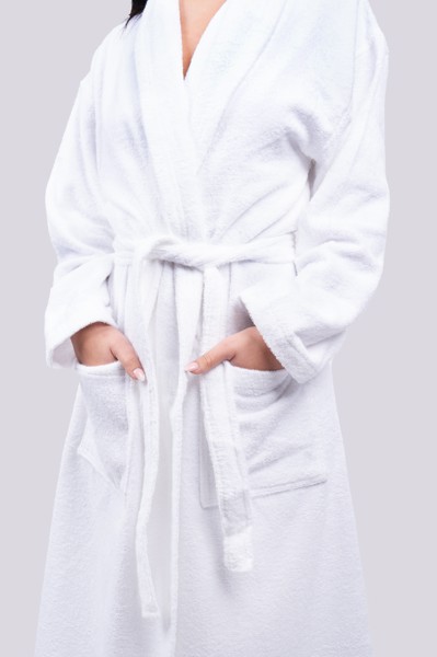 Olima Terry Bathrobe - White / M/L