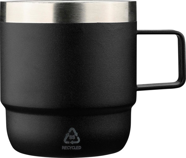 Dvojstenný pohár z recyklovanej nehrdzavejúcej ocele (180 ml) Lilia - Čierna