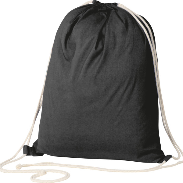 ECO Tex standard 100 certified Gymbag from environmentally friendly cotton (140g/m) - Black