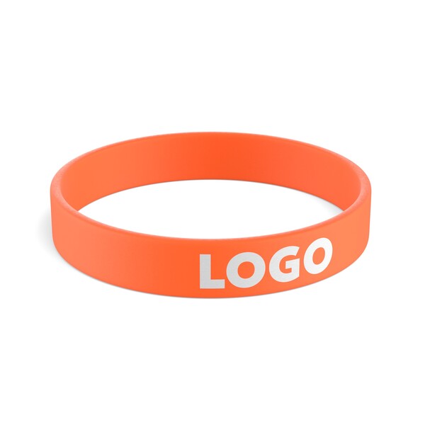 Customised silicone wristbands (12mm width) - Orange / 20x1.2x0.2cm