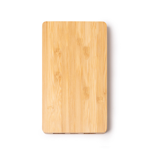 Personalised bamboo power bank 8000 mAh with USB-C port