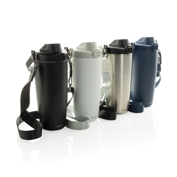Mug en acier RCS avec bandoulière Avira Ayala - Bleu Marine