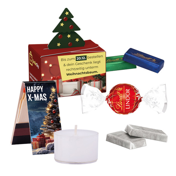 Mini gift box christmas tree, LINDOR Milk ball | 1 Lindt LINDOR milk ball, 12,5 g