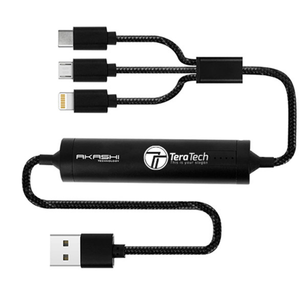 SAYO - CÂBLE USB 3 EN 1 AVEC FONCTION BATTERIE DE SECOURS 2600 mAh