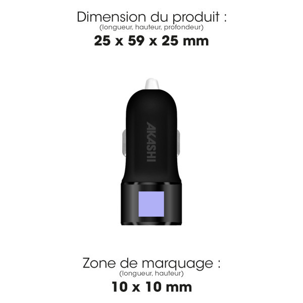 TABO - TURBO CAC 2USB CHARGE RAPIDE NOIR