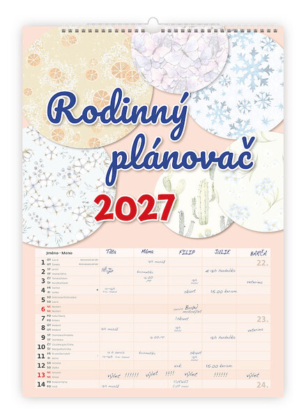 Plánovací nástěnný kalendář Rodinný plánovač 2027