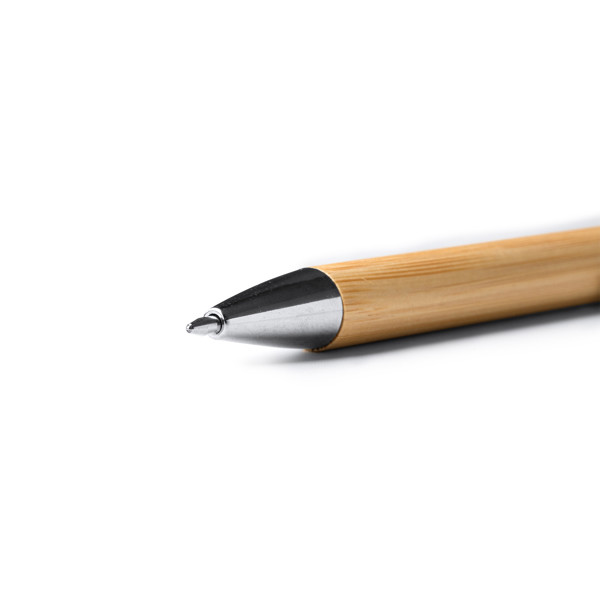 Personalised bamboo ballpoint pen with metal accents
