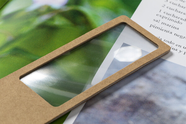 Niffy bookmark, recycled paper, magnifier insert