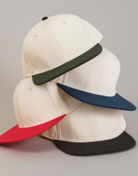 Contrast Flat Peak 6 Panel Cap - Natural / Navy / ONE SIZE
