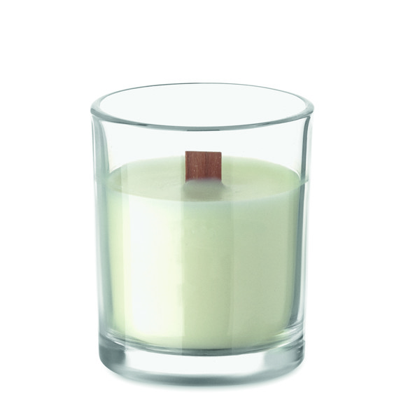 Vela de cera vegetal 80 gr Kivas Wood - Transparente
