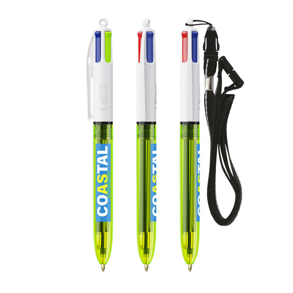 BIC® 4 Colours® Fluo with lanyard ballpen