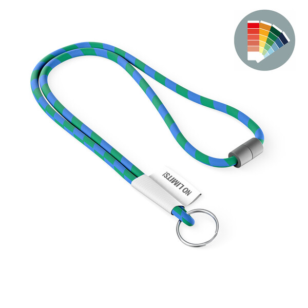 Polyester 2-tone cord lanyard with full colour label - Own PMS / Own PMS / Ring hook / Safety breakaway