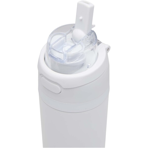 Theron 800 ml RCS recycled single wall stainless steel water bottle with dual function lid - White