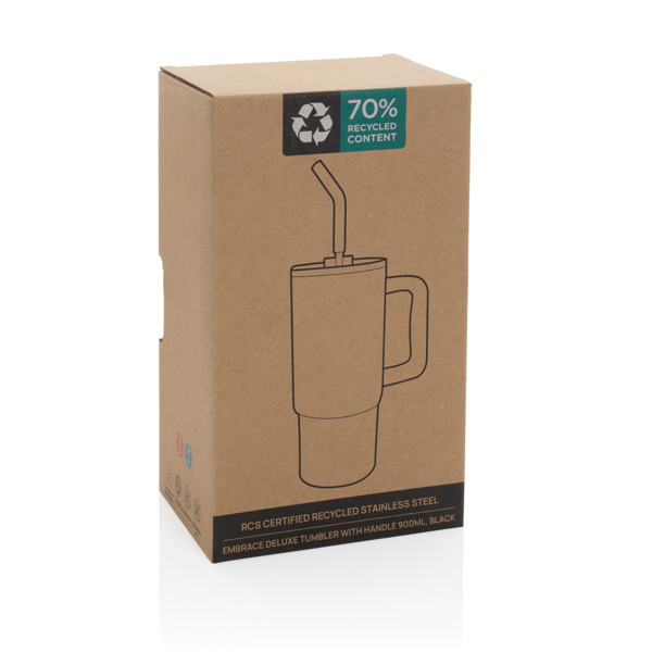 Mug 900ml en acier inoxydable recyclé Embrace RCS - Noir