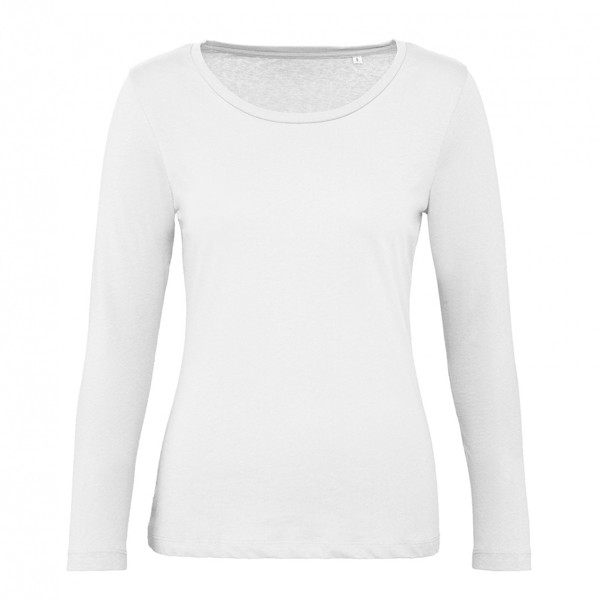 T-Shirt B&C Inspire Manga Comprida Women - 100% Algodão Orgânico Ou Em Conversão - Branco / 2XL