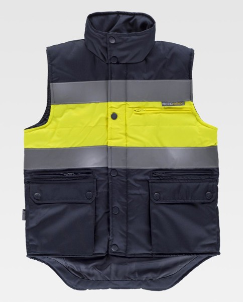 Colete de Trabalho Acolchoado - Jugo azul marinho / Amarelo de alta visibilidade 