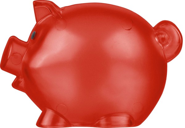 Recycled PS plastic piggy bank Vivi - Red