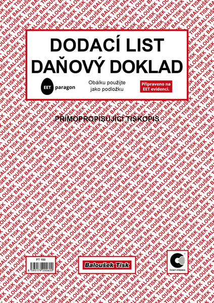 Dodací List - Daňový Doklad A4 - Eet