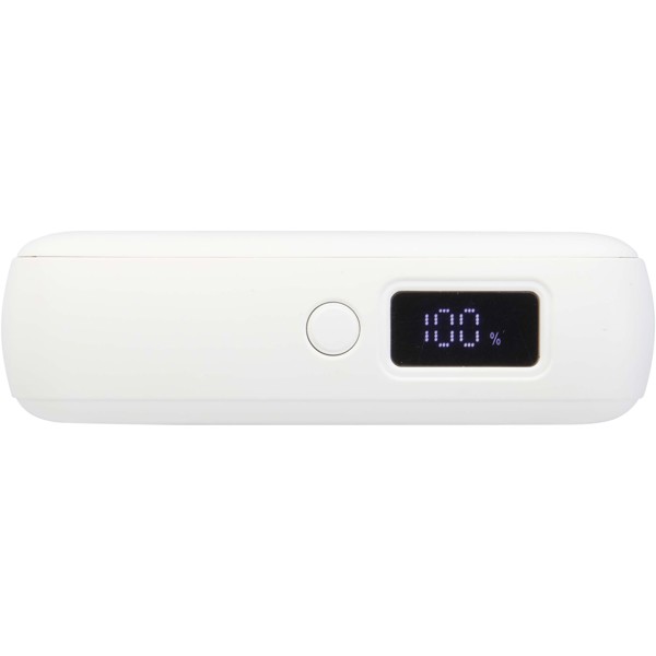 Batería externa para tableta de 10 000 mAh y 35 W con cable tipo C integrado y fabricada con plástico reciclado "Acrux" - Blanco