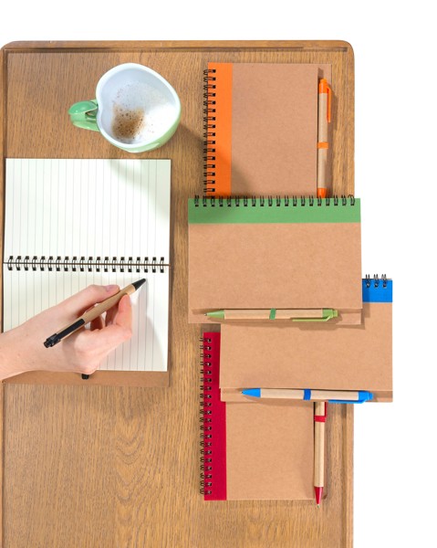 Notitieboek Stella | Gerecycled karton | Gelinieerd | Balpen - geel