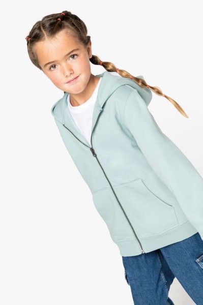 Eco-Friendly Kids’ Full Zip Hooded Sweatshirt - Ivory / 8/10