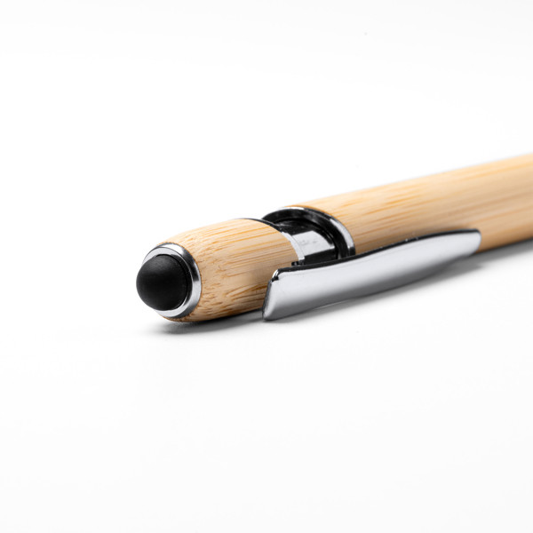 Personalised bamboo ballpoint pen with stylus tip