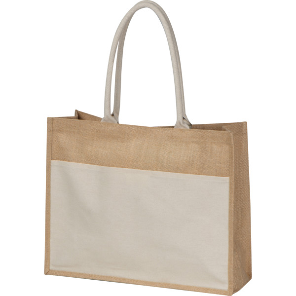 Jute bag with leader ANA - Beige