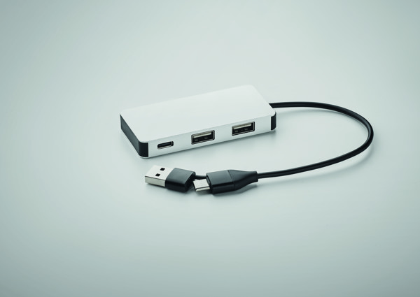 Hub USB a 3 porte Hub-C - Argento