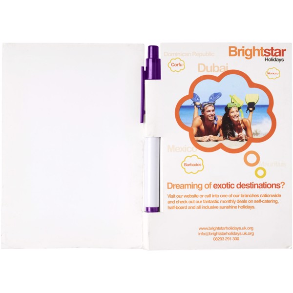 Essential conference pack A6 notepad and pen - White / Purple