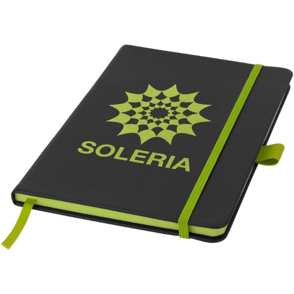 Colour-edge A5 hard cover notebook - Black / Lime