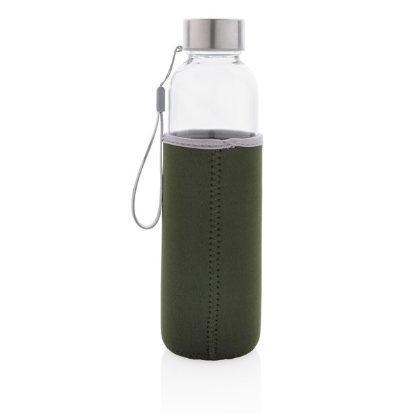 Glass bottle with neoprene sleeve - Green