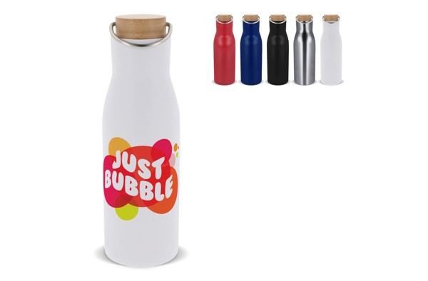 Thermo bottle with bamboo lid 500ml - White
